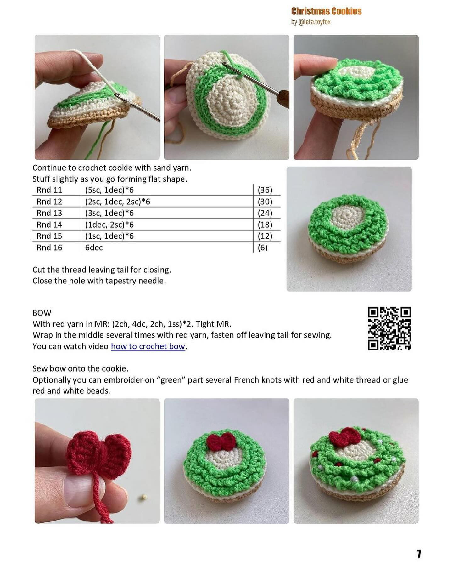 free corchet pattern christmas cookies