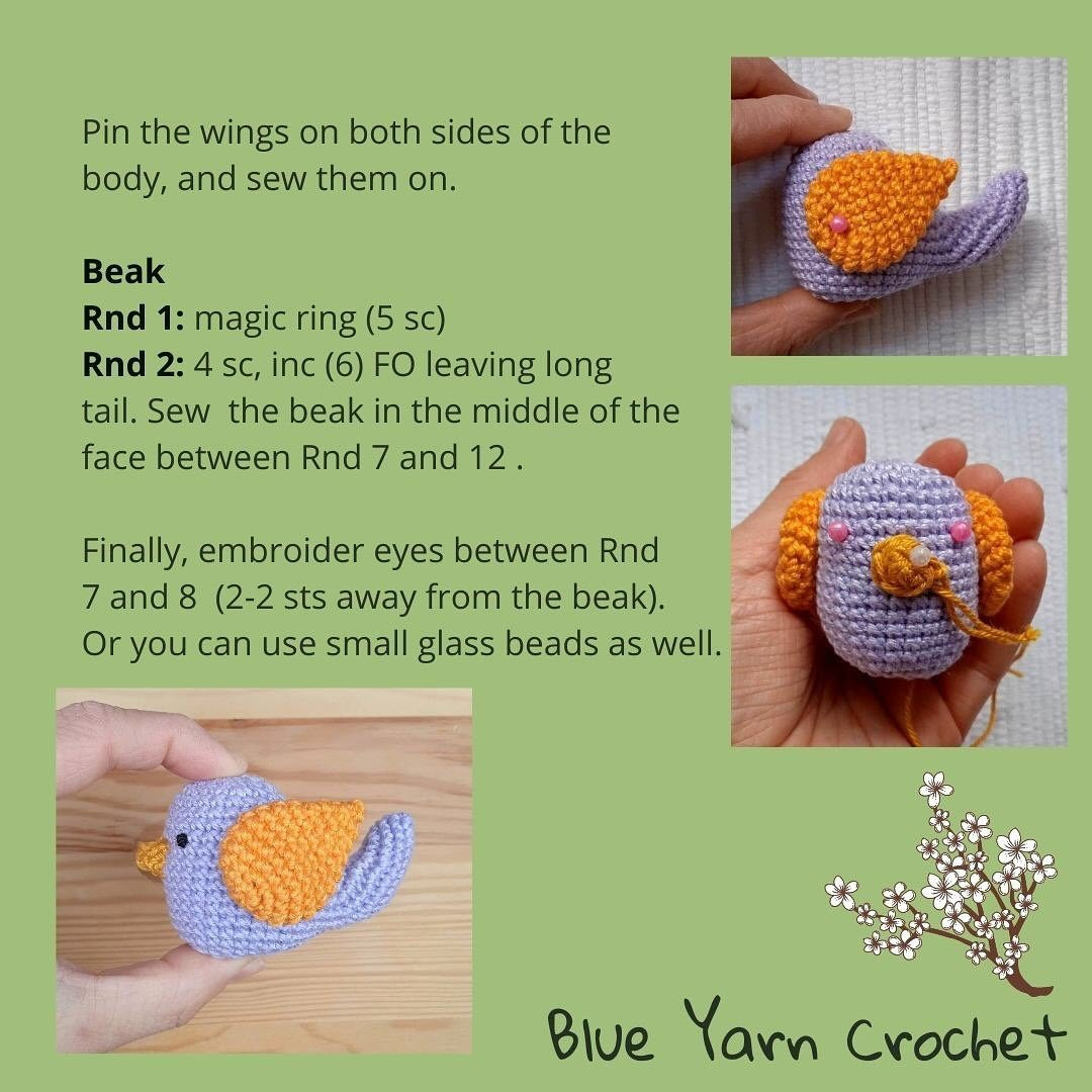 FREE  crochet pattern bulue yearn crochet bird