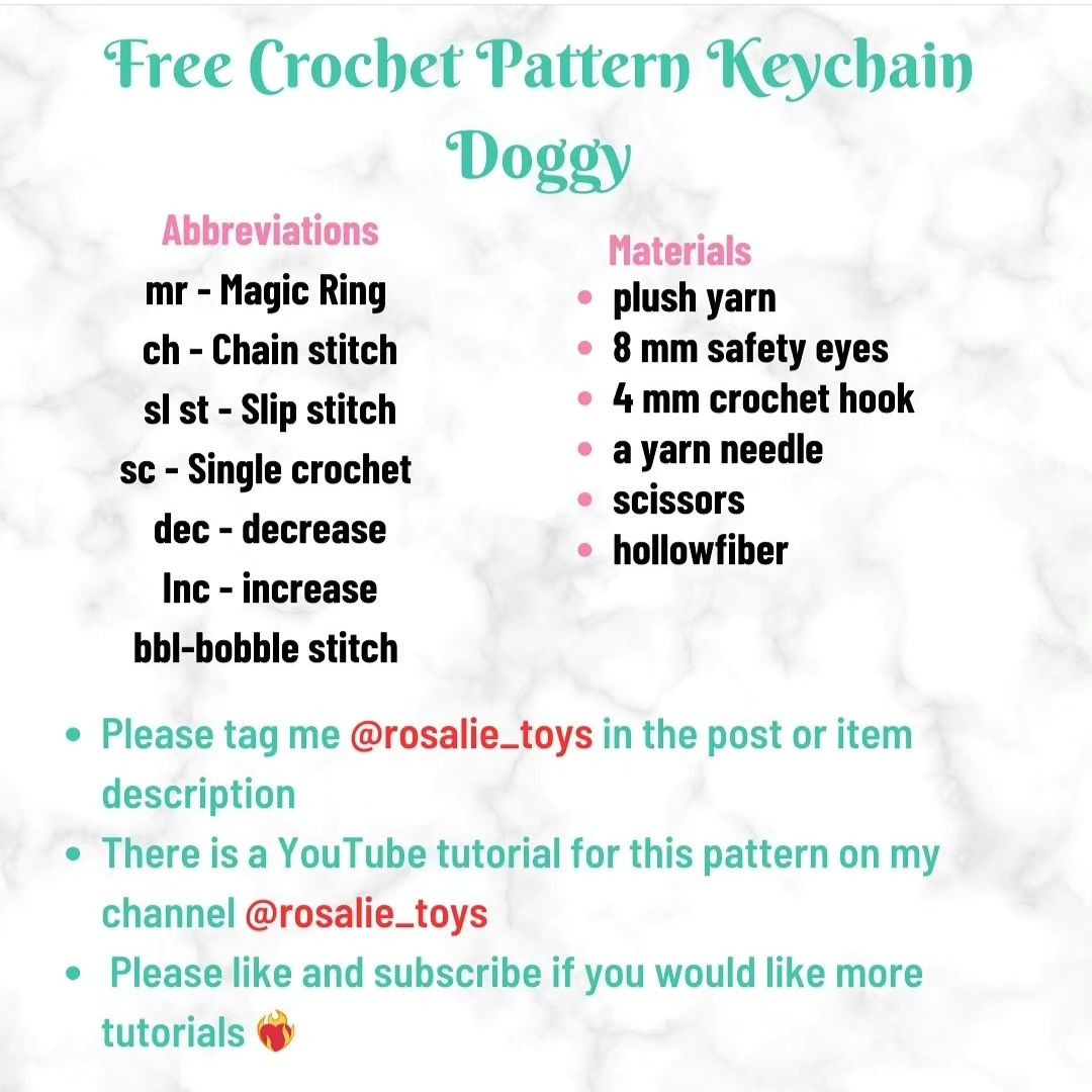 free crochet pattern keychain doggy