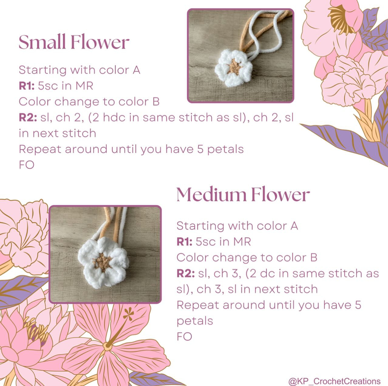 FREE flower pattern! 🌸 3 size