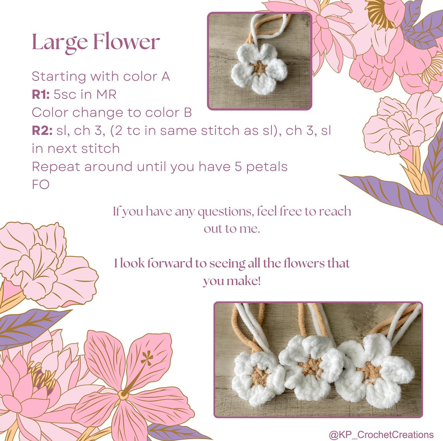 FREE flower pattern! 🌸 3 size