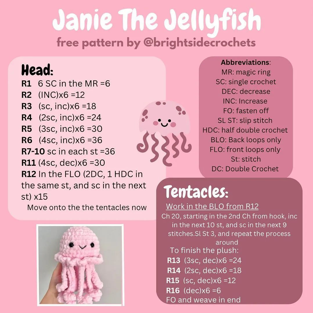 Free Janie the jellyfish pattern 🪼 !