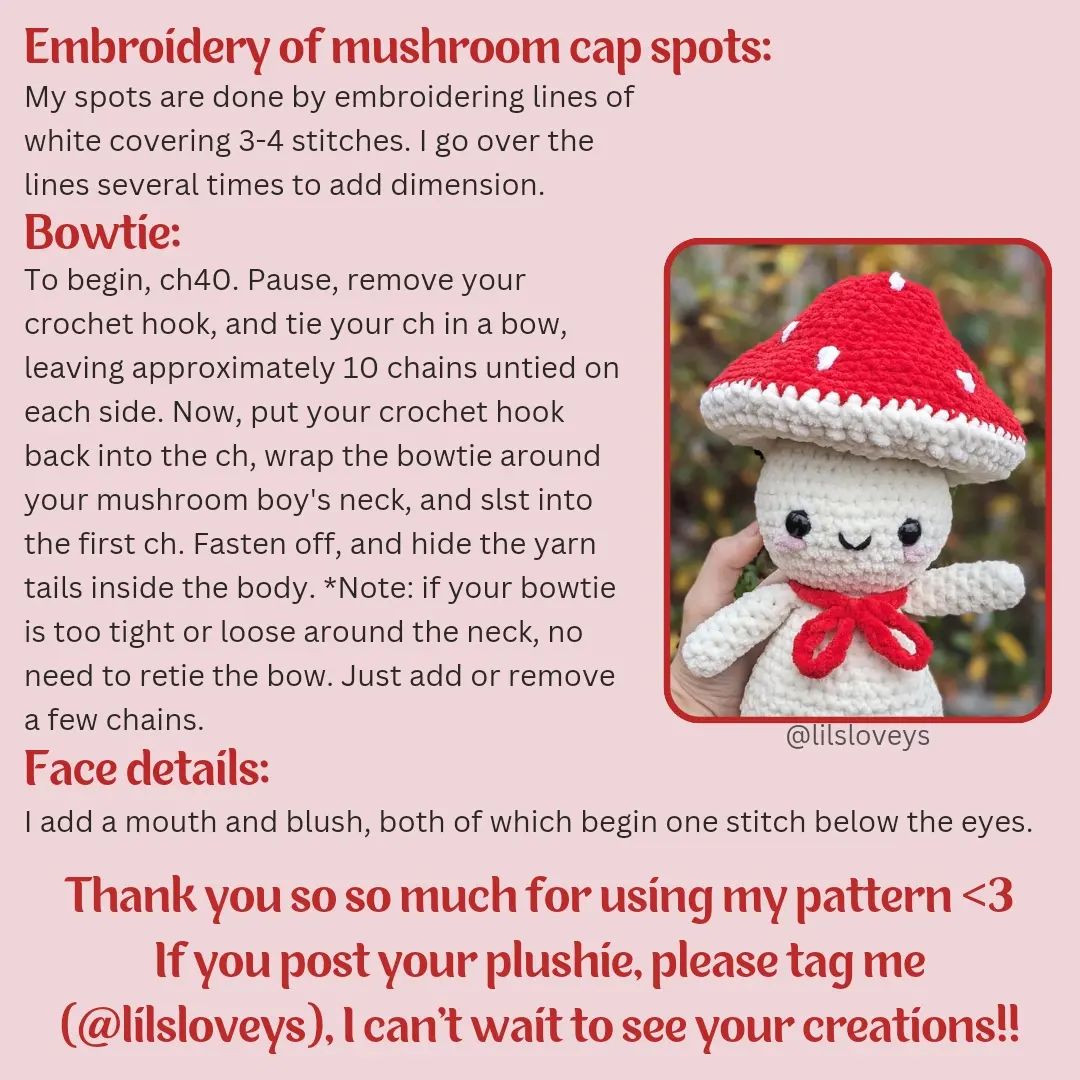 Free mushroom boy pattern  🍄🍄🍄 with bow