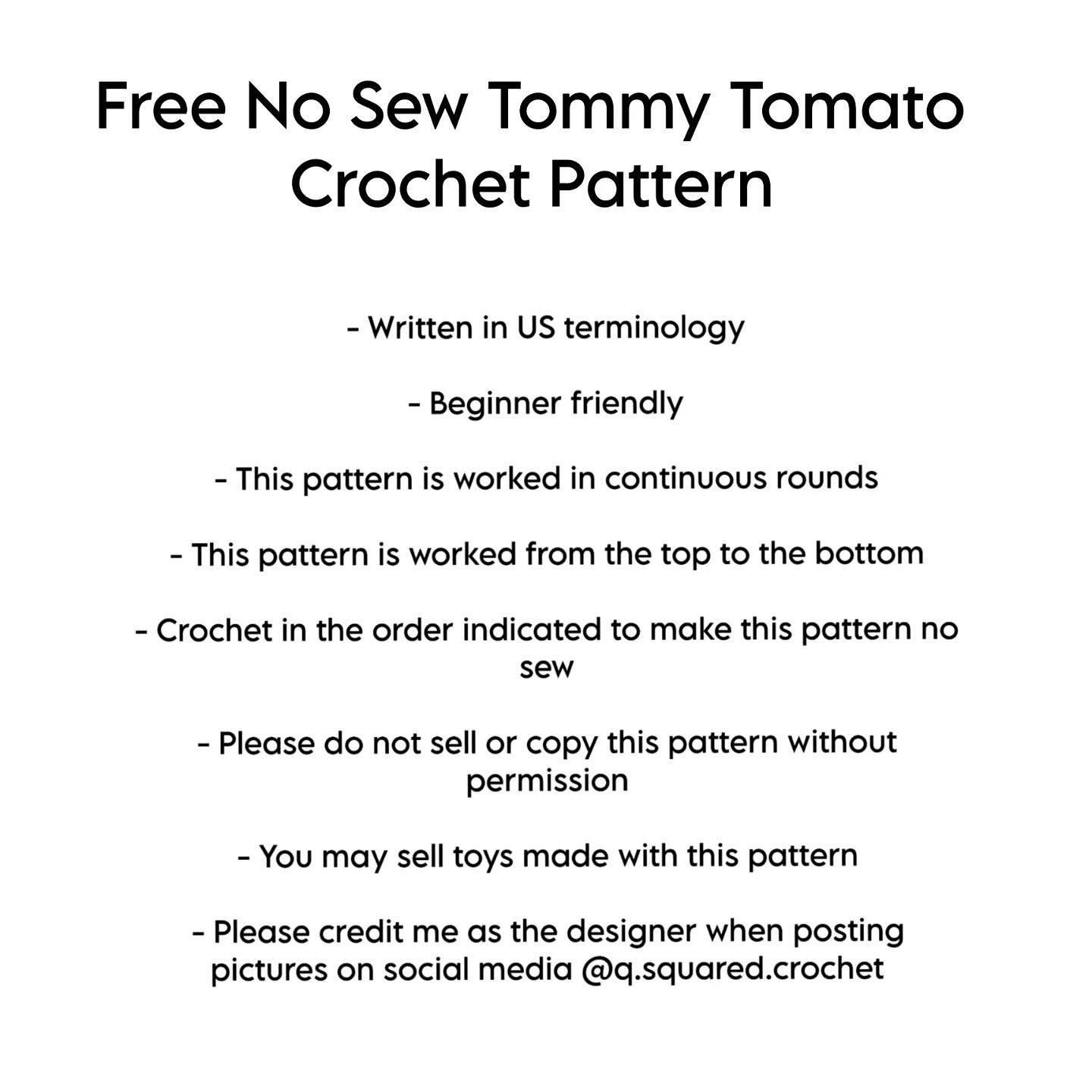 free no sew tommy tomato crochet pattern