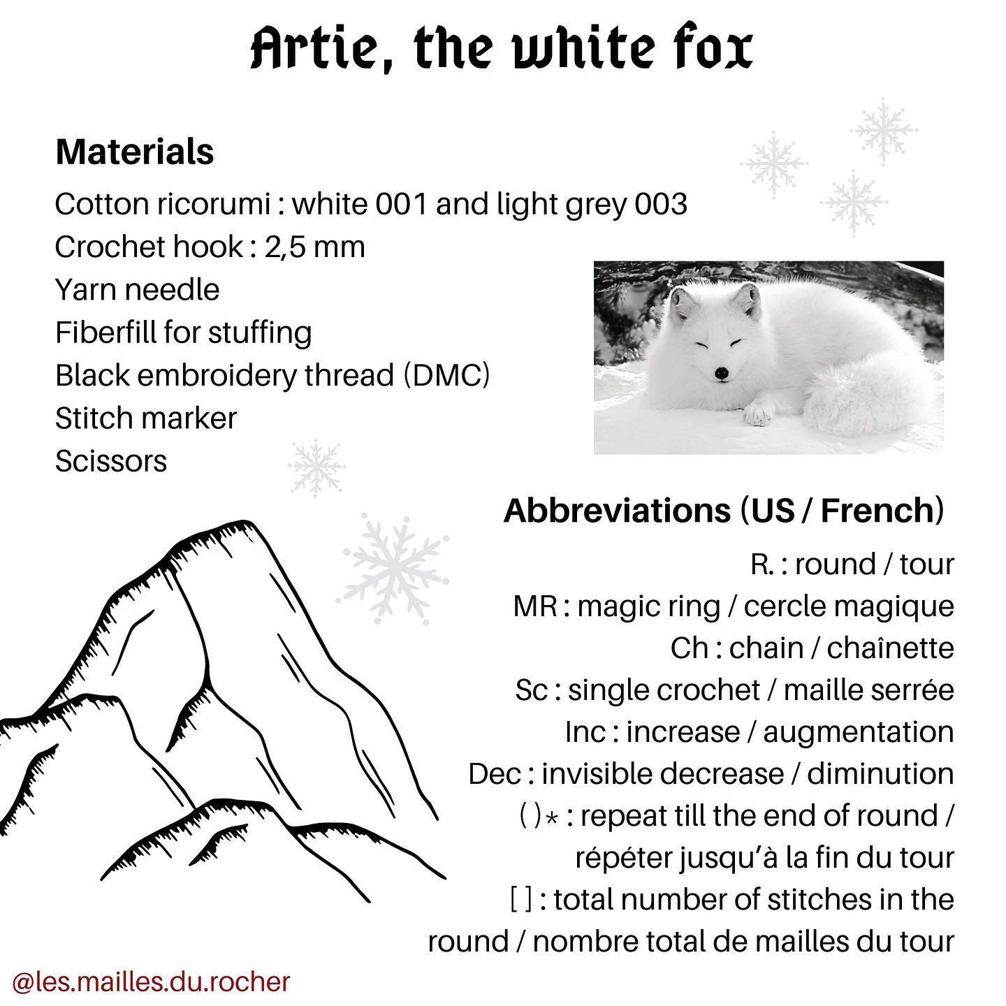 free patern artie the white fox