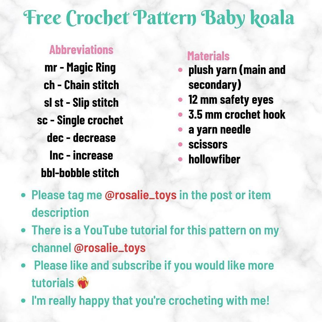 free pattern baby koala