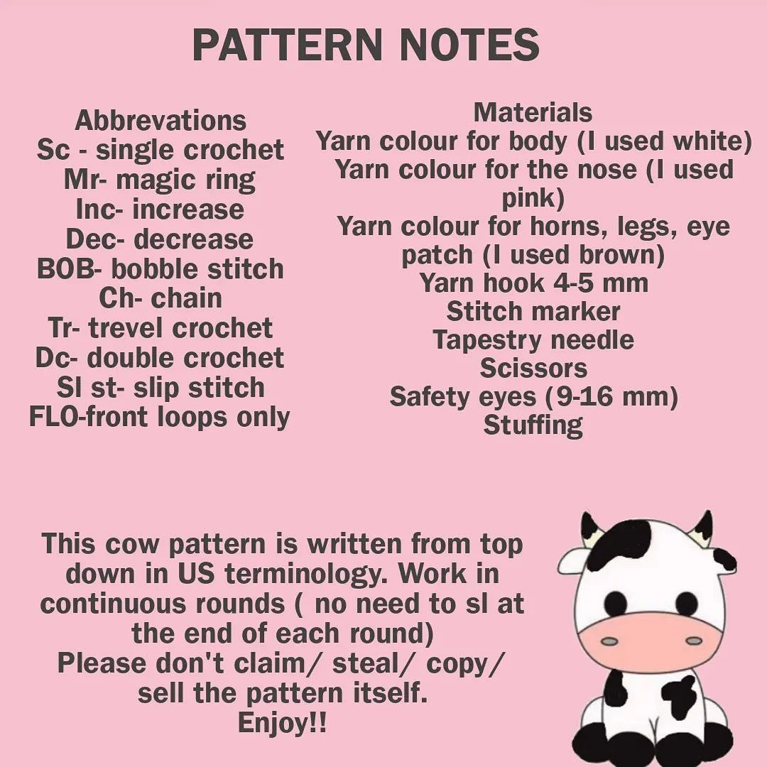 free pattern cow