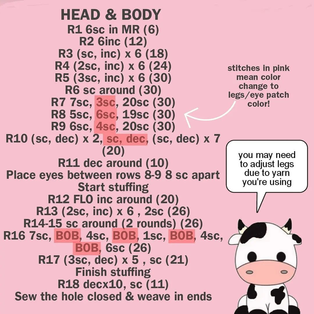 free pattern cow