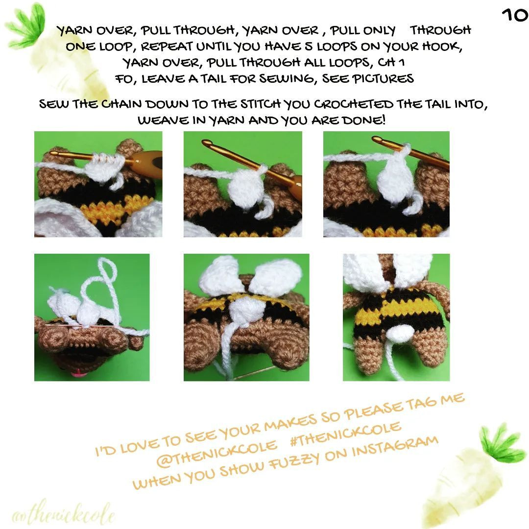 free pattern fuzzy the bunny bee