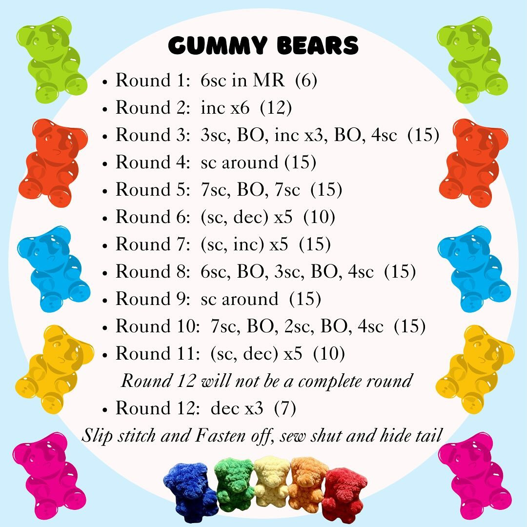 free pattern gummy bears