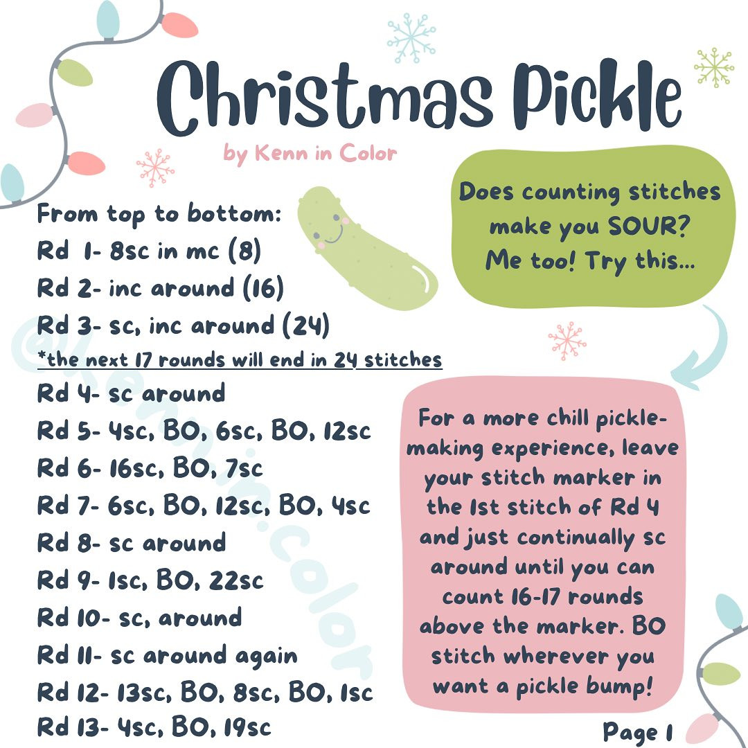 free pattern little to no sew christmas pickle