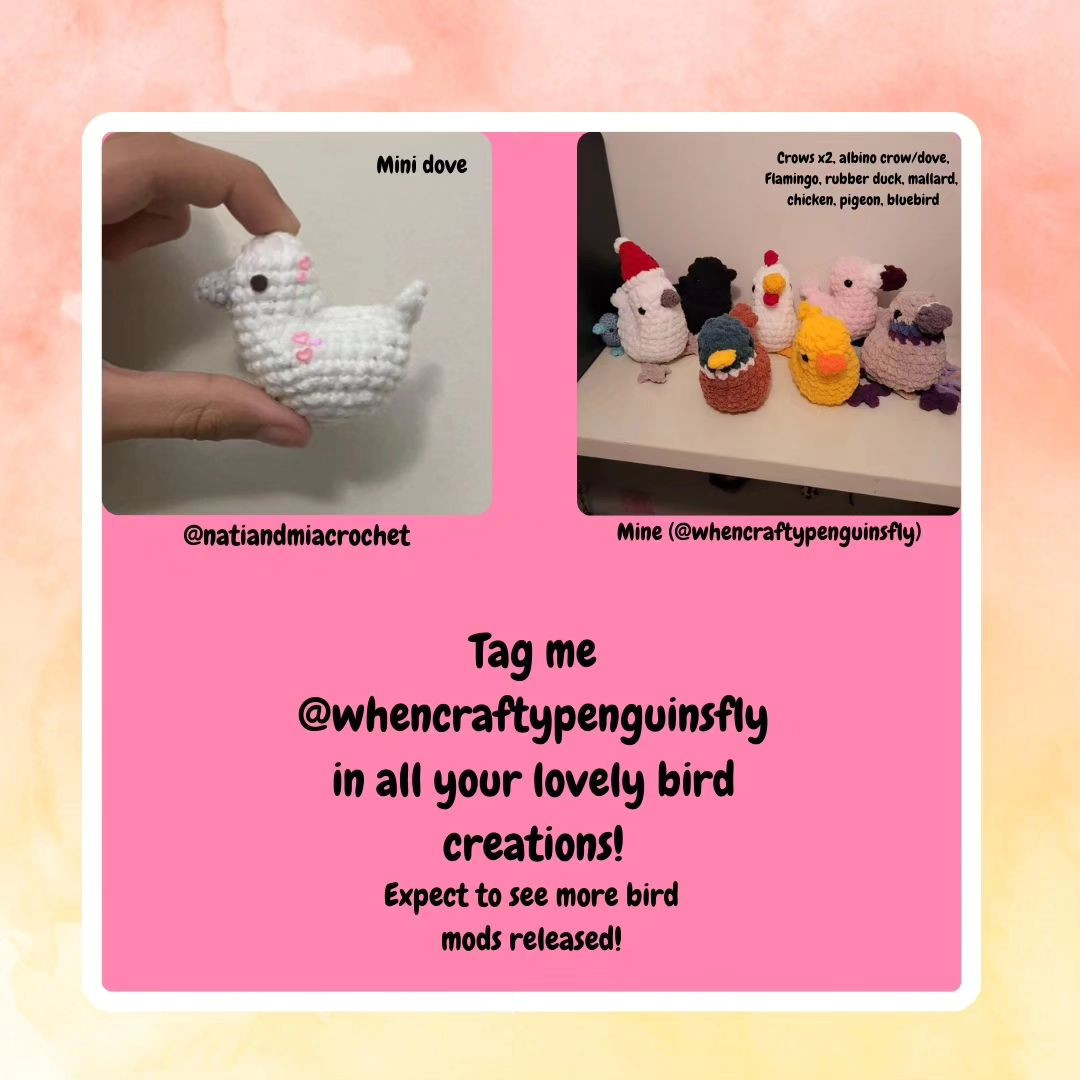 free pattern mod A rubber duck
Flamingo
Mallard duck
Pigeon
Chicken