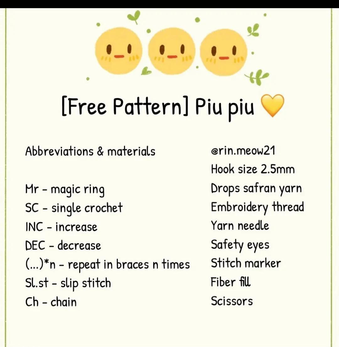 free pattern piu piu chick mini