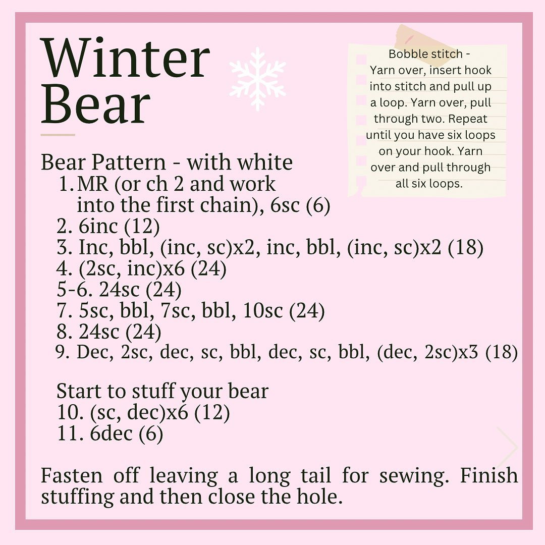 Free Pattern - Winter Bear 🐻‍❄️