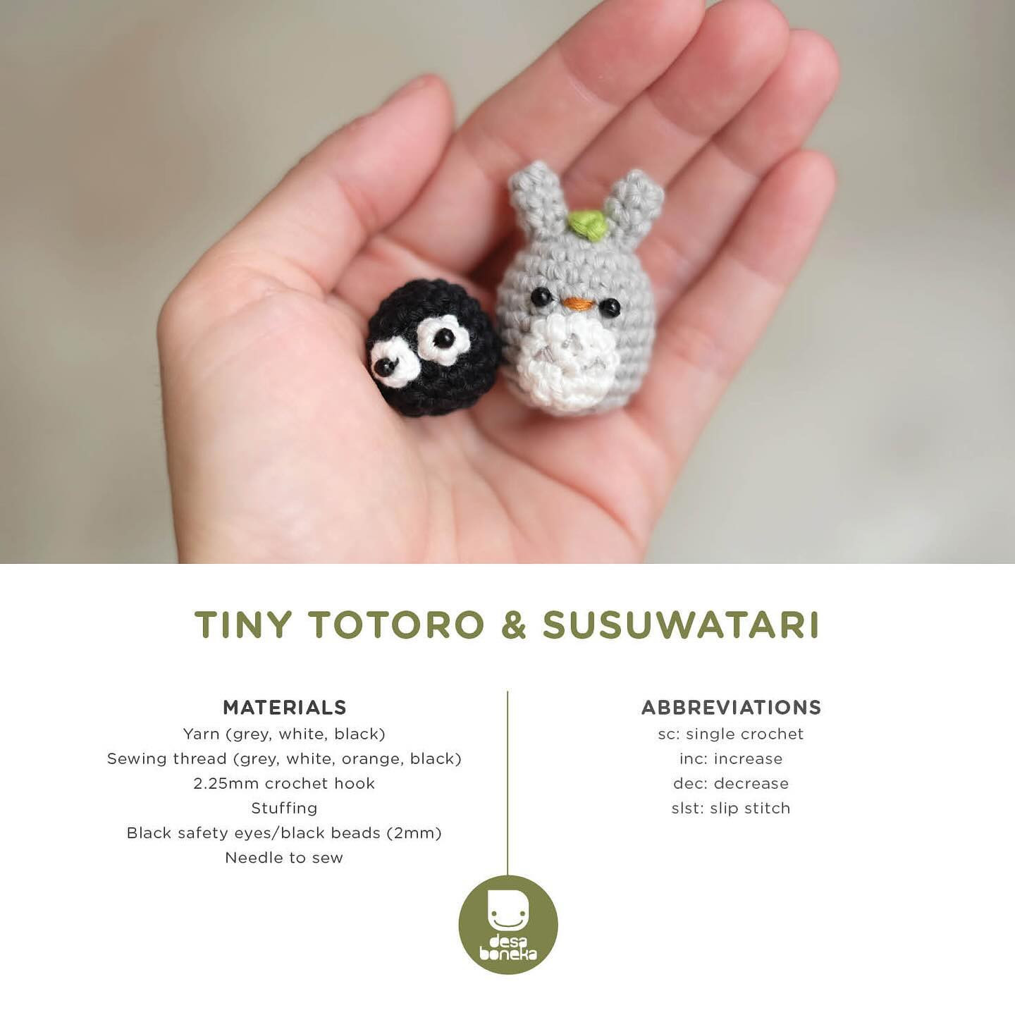 free tiny totoro susuwatari pattern