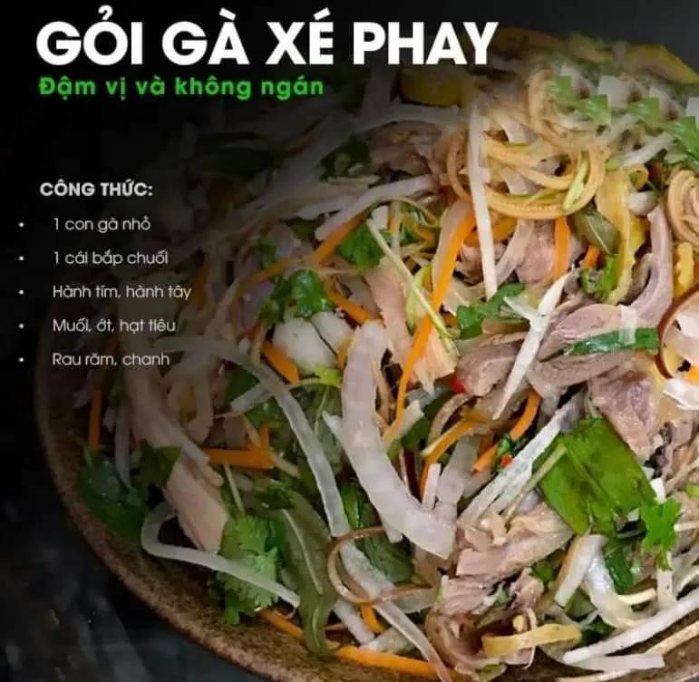 gỏi đu đủ thái lan, gỏi khô bò, gỏi xoài tôm khô, gỏi bò bóp thấu, gỏi vịt bắp cải, gỏi gà xé phay, gỏi cá trích, gỏi bưởi tôm thịt