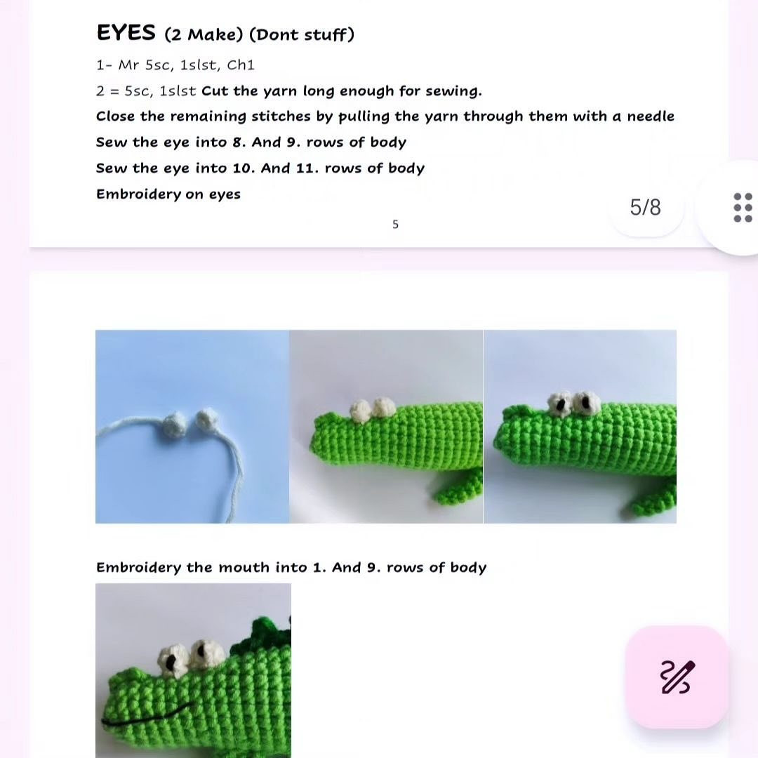 green crocodile crochet pattern