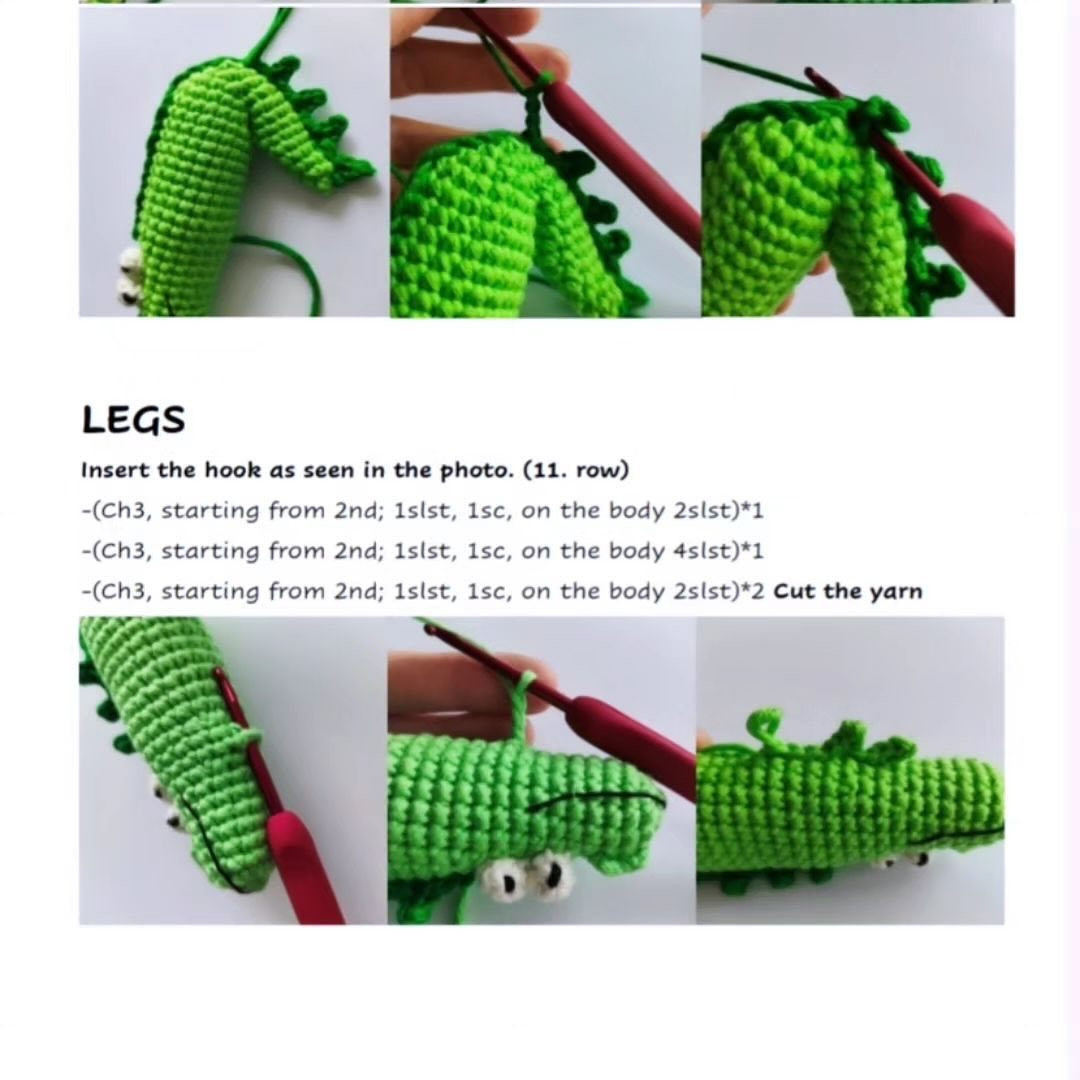 green crocodile crochet pattern