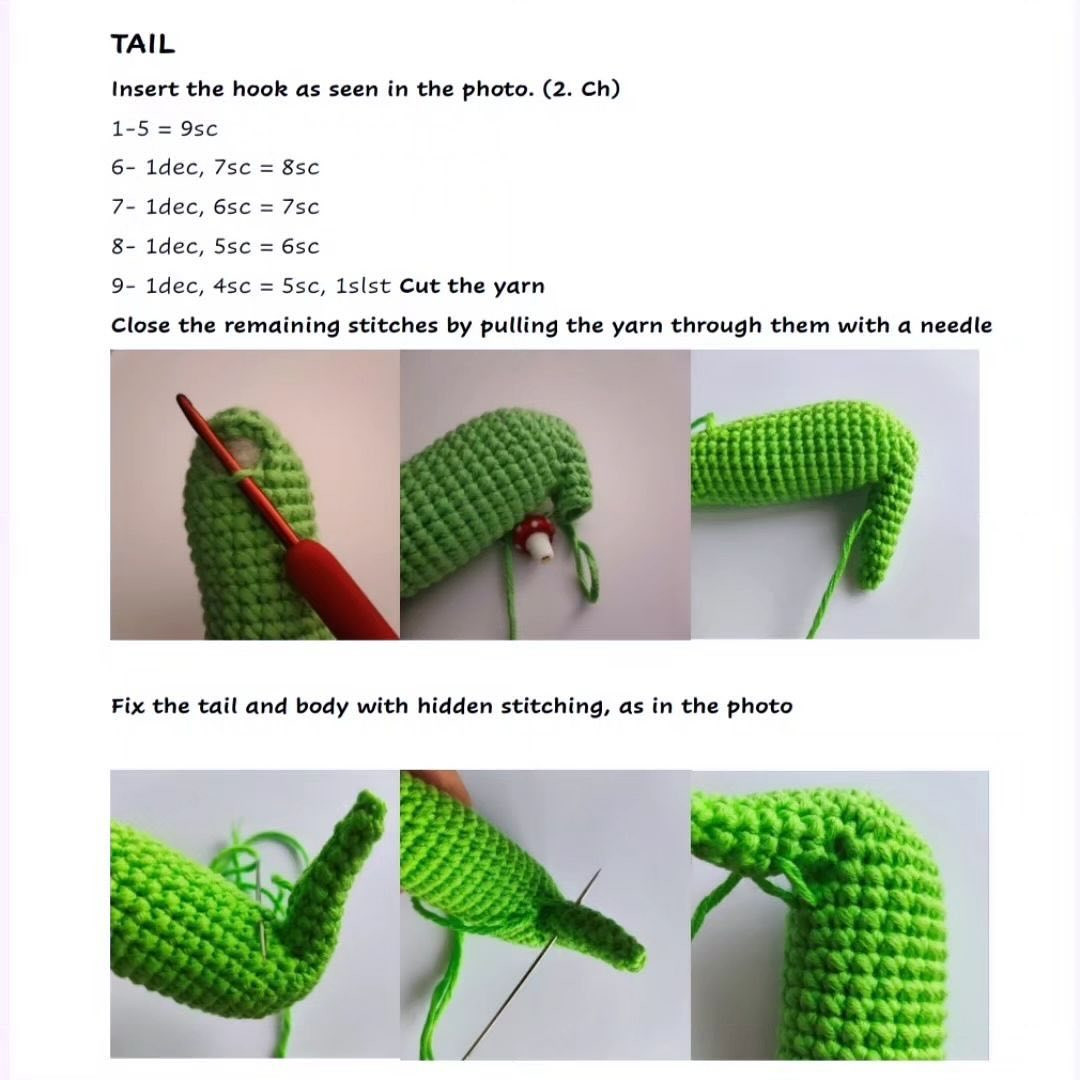 green crocodile crochet pattern