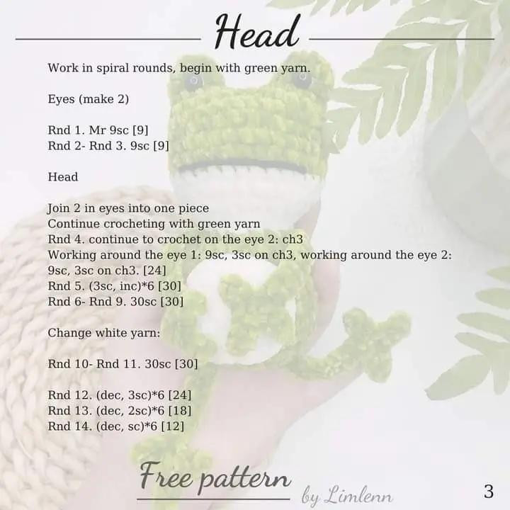 green frog free pattern