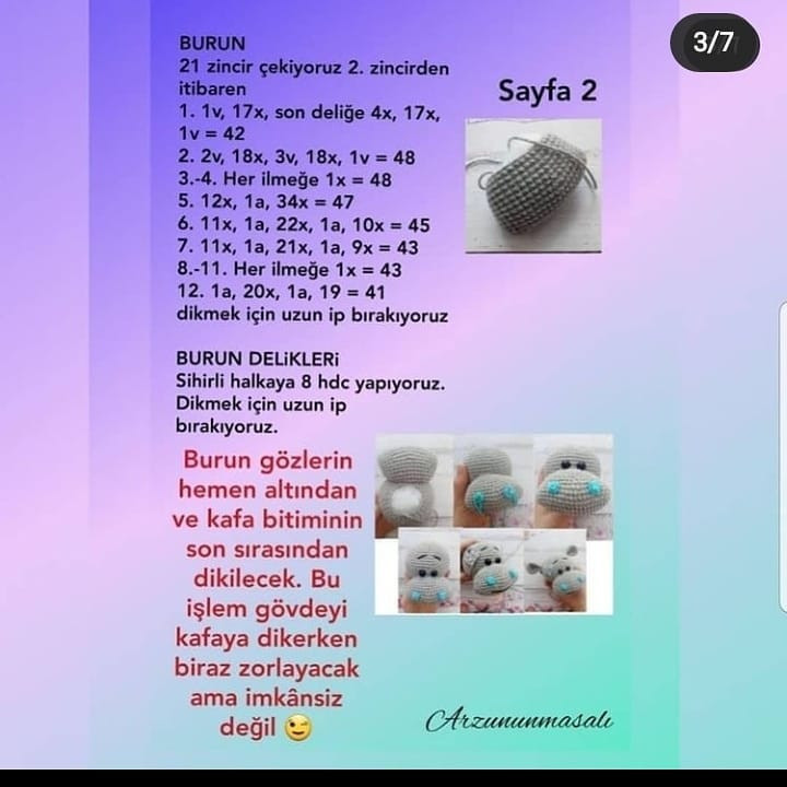 Gri su aygırı tığ işi modeli.