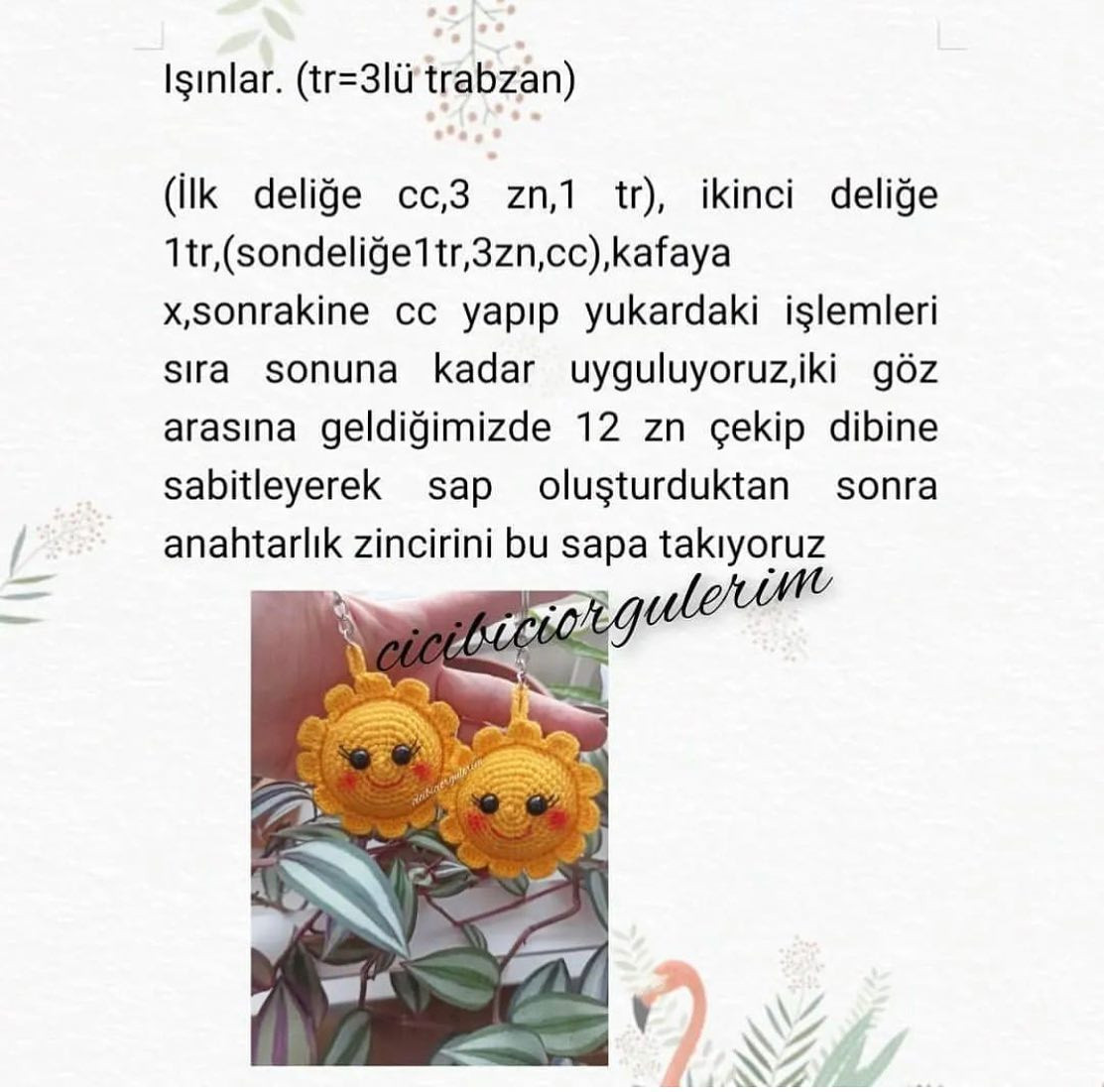 Güneş anahtarlık tığ işi modeli