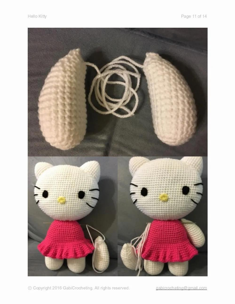 Hello kitty crochet pattern wearing a pink dress