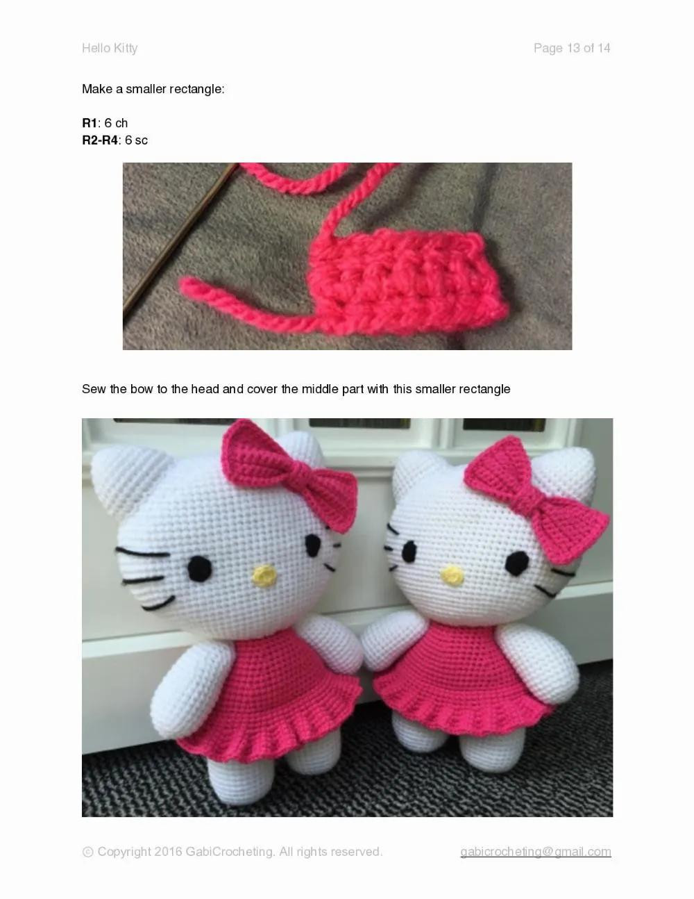 Hello kitty crochet pattern wearing a pink dress