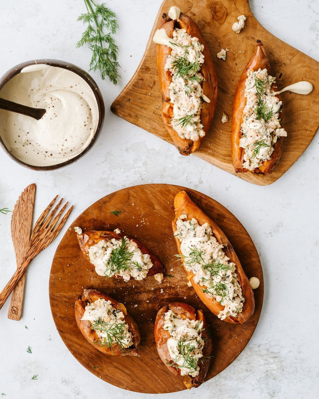 ✨Here's some sweet potato inspo by @growthegrin's Chickpea "Tuna" Stuffed Sweet Potatoes 🍠