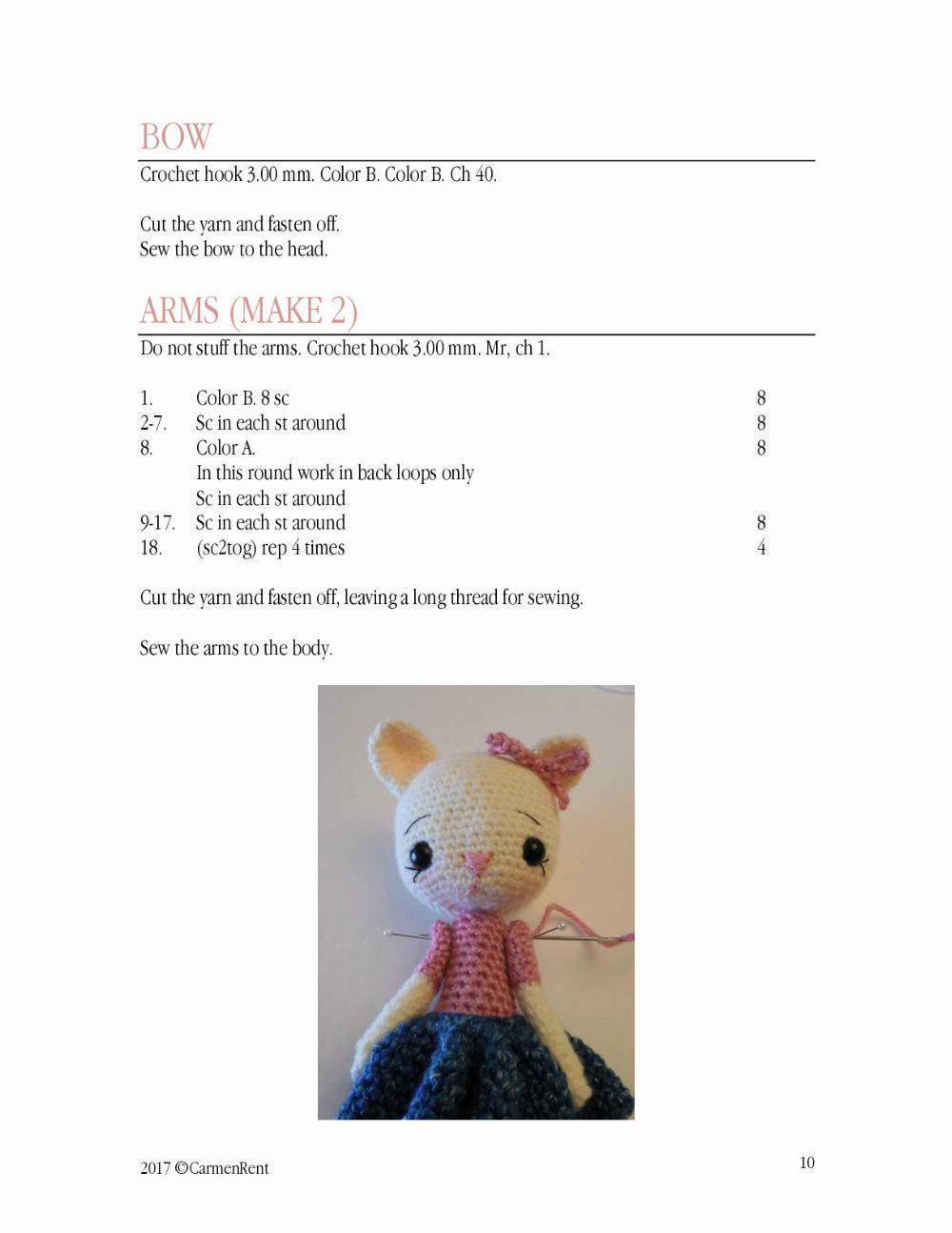 Katia cat crochet pattern wearing a dress