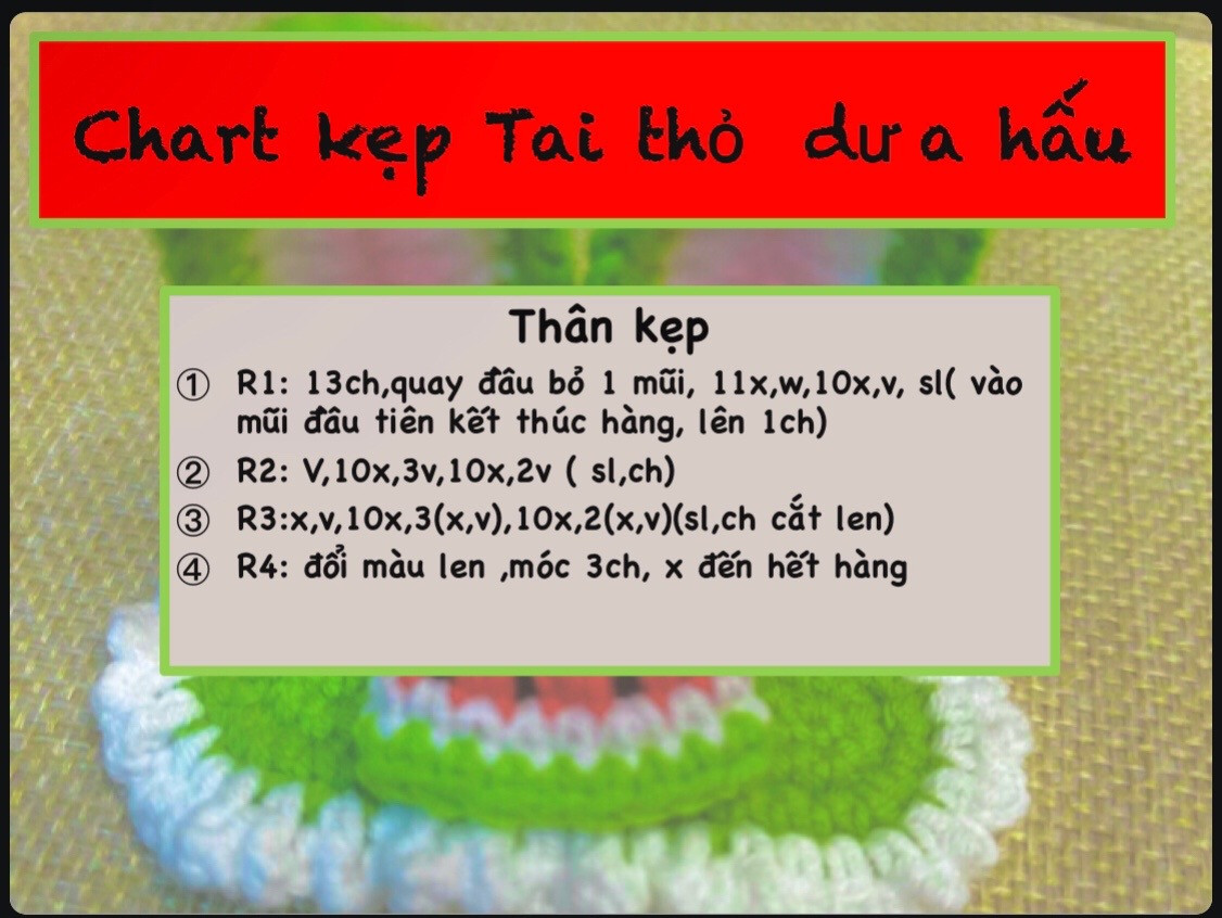 Kẹp tóc tai thỏ dưa hấu