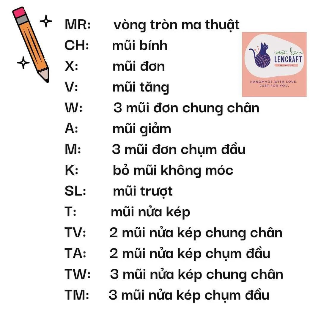 ký hiệu móc len cơ bản cho người mới học