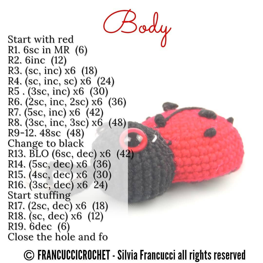 lady bug keychain crochet pattern