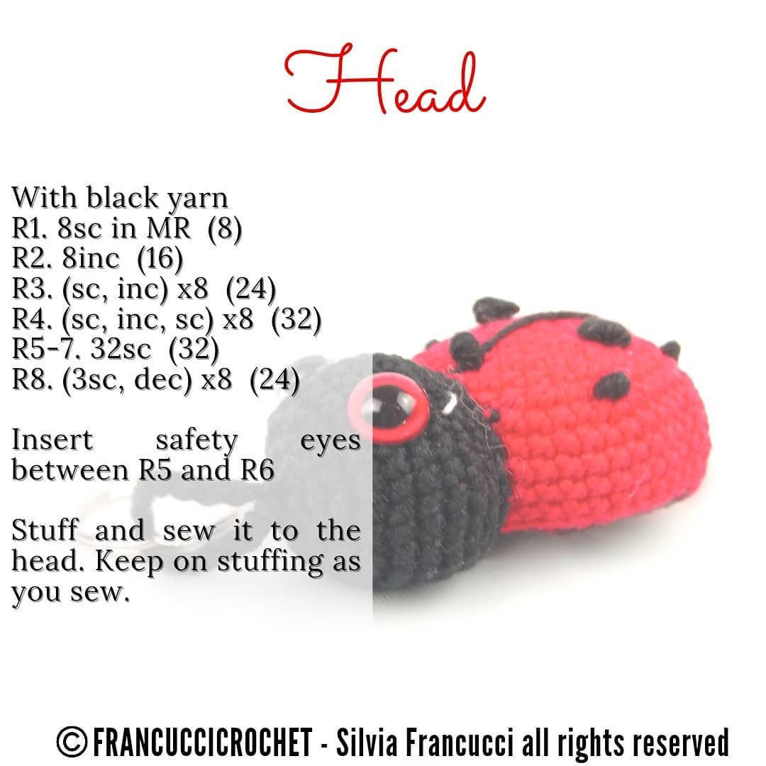 lady bug keychain crochet pattern