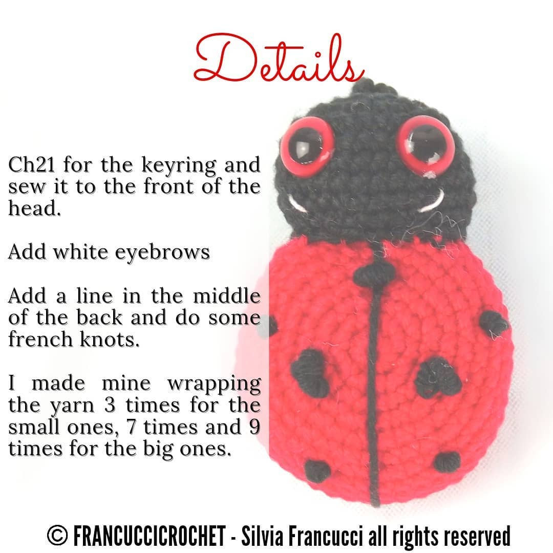 lady bug keychain crochet pattern