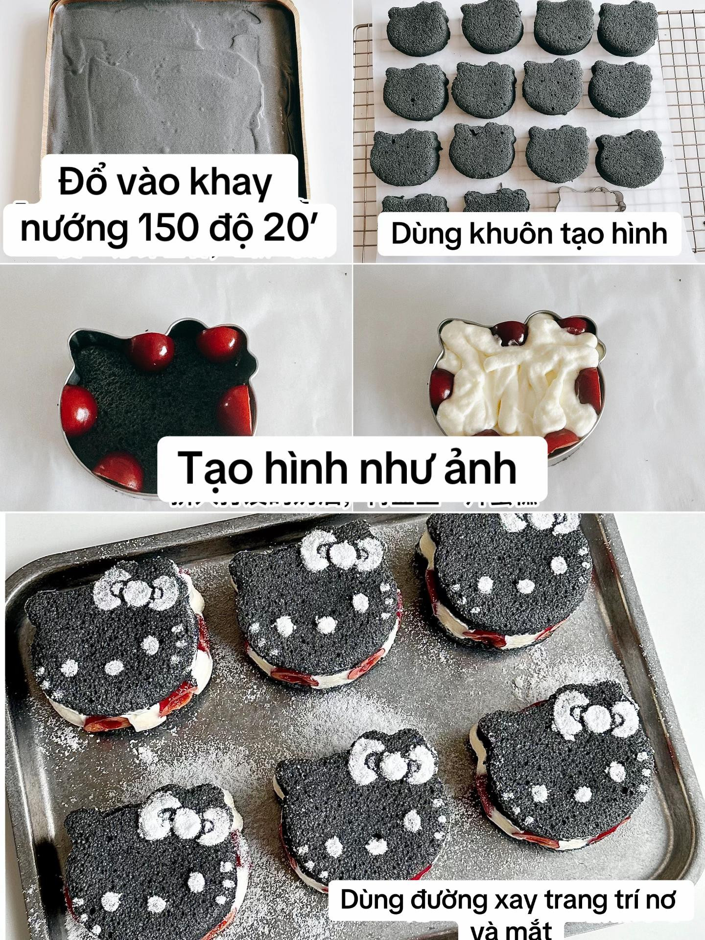 Làm bánh kem hello kitty mini cho bé yêu nhà bạn nhé 🐱🐱