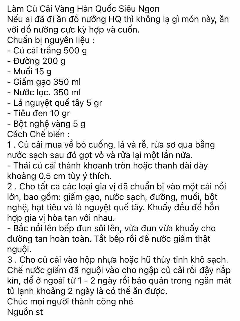 làm củ cải vàng hàn quốc siêu ngon