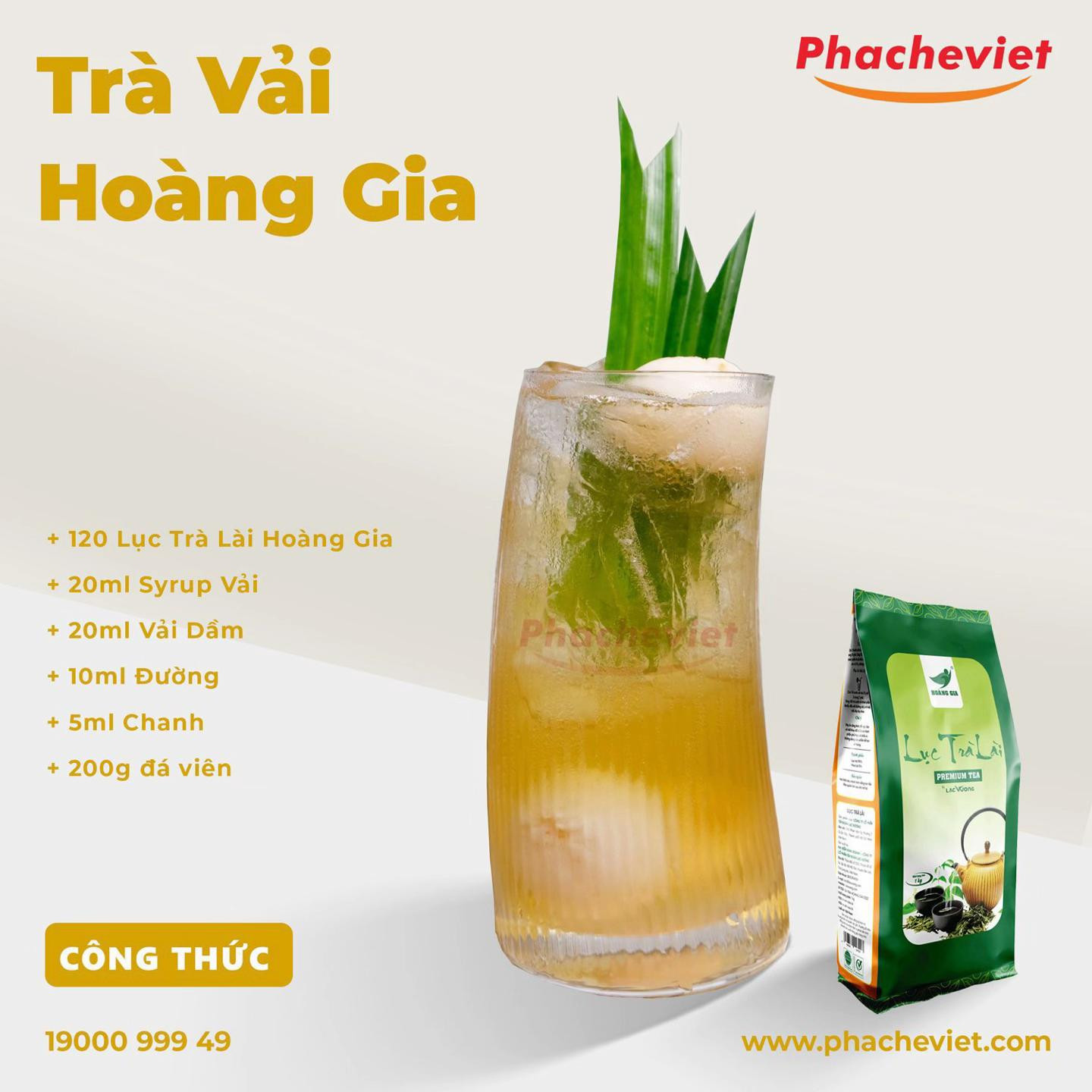 lệ chi thanh nhài, trà vải hoàng gia, trà xoài dâu tây, trà tắc mật ong hạt chia.