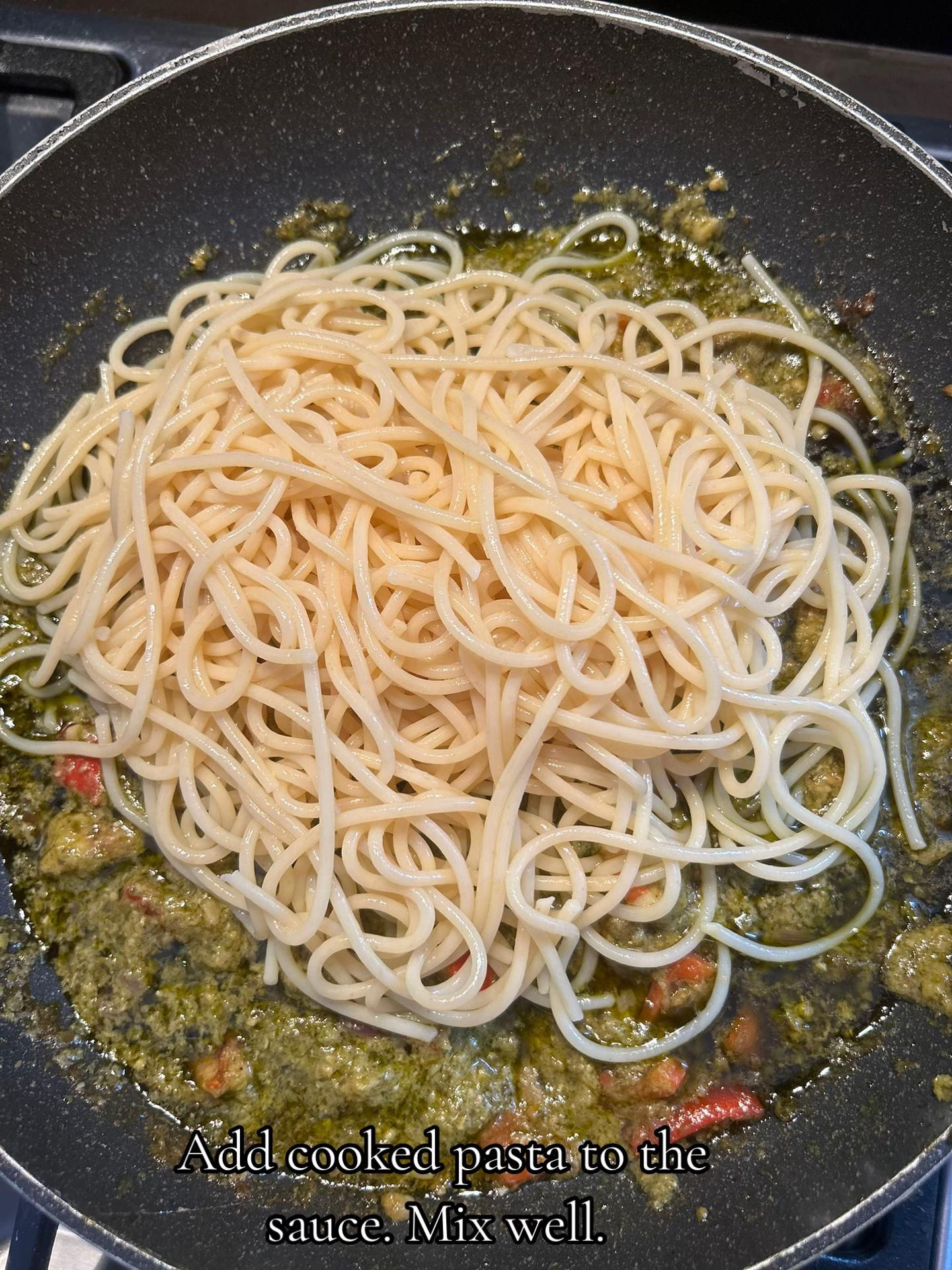 let's cook shrimp pesto pasta