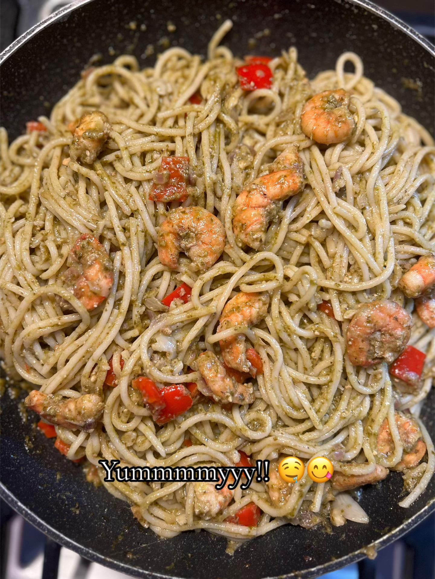 let's cook shrimp pesto pasta