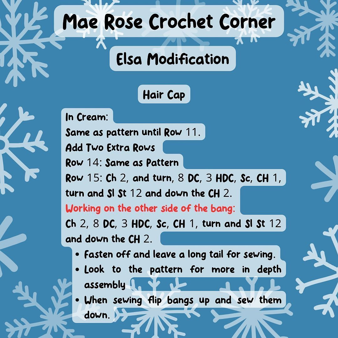 mae rose crochet corner elsa modification