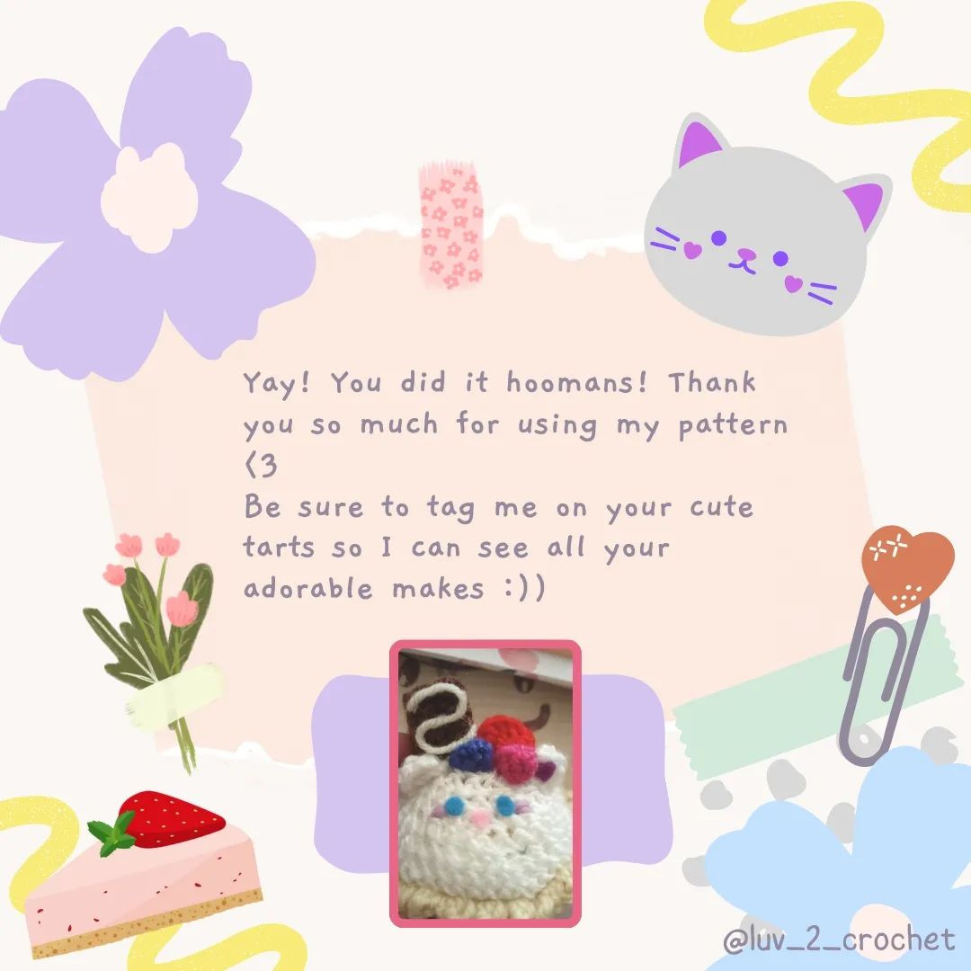 Maki the magical cat tart free pattern 🐱🎂🍰 [REPOST]