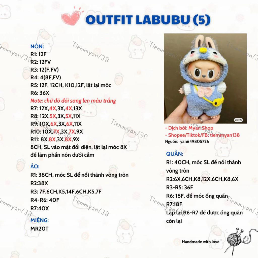 mẫu móc len outfit labubu