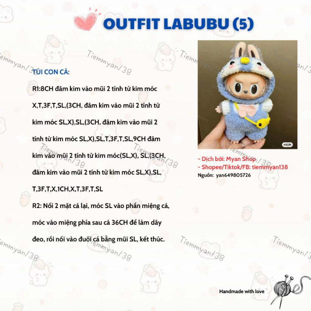 mẫu móc len outfit labubu