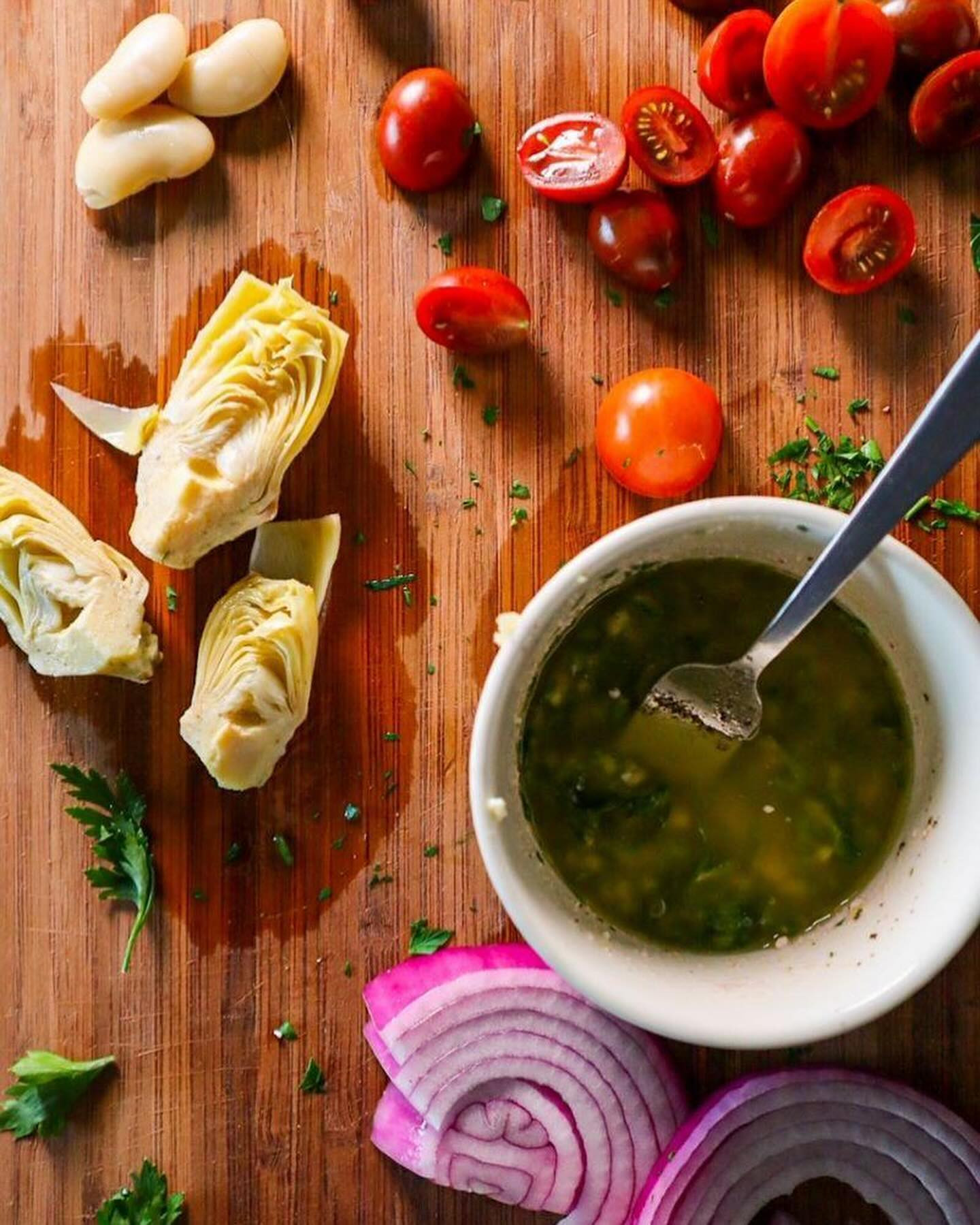 Mediterranean White Bean Salad with Feta & Herb Dressing: