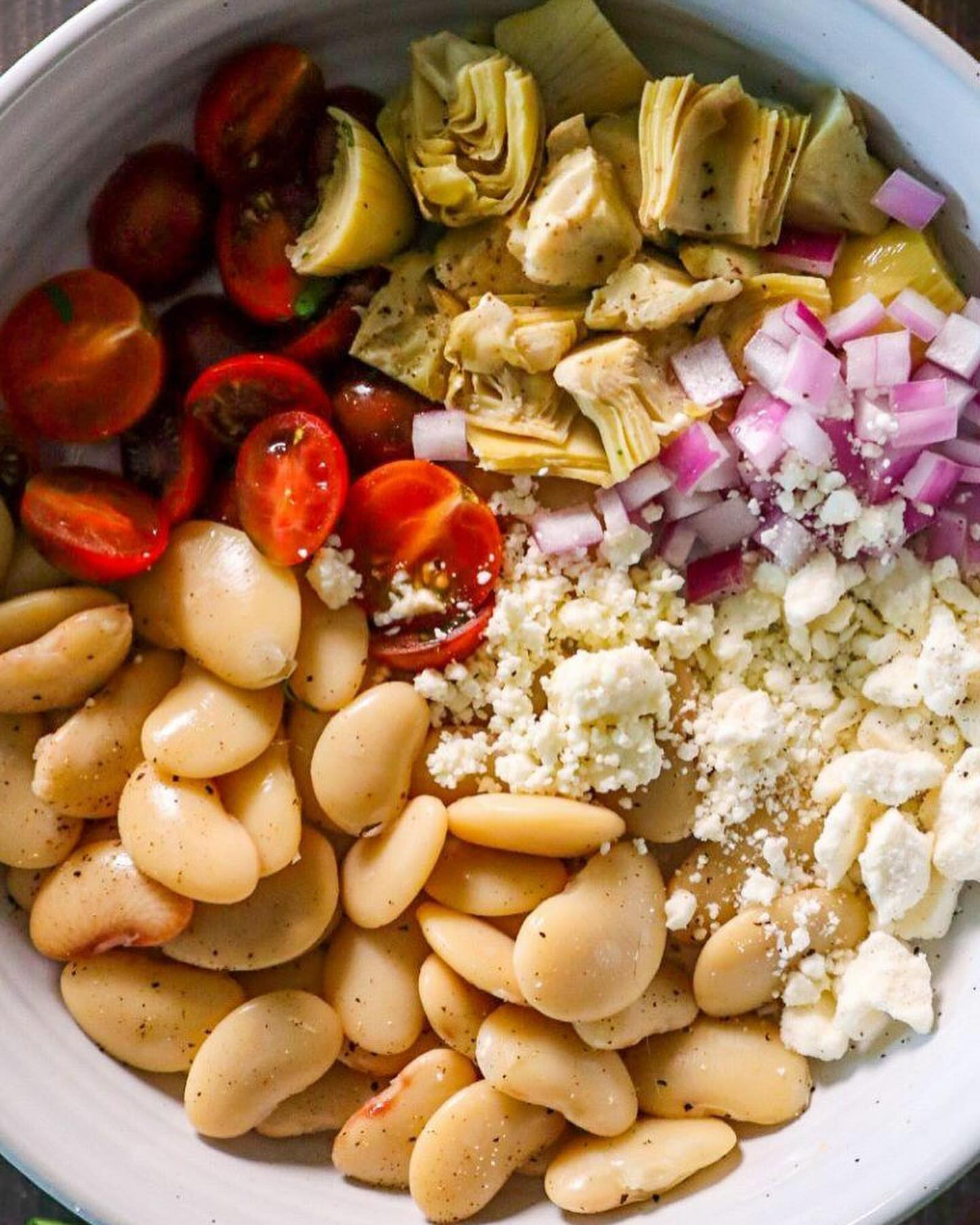 Mediterranean White Bean Salad with Feta & Herb Dressing: