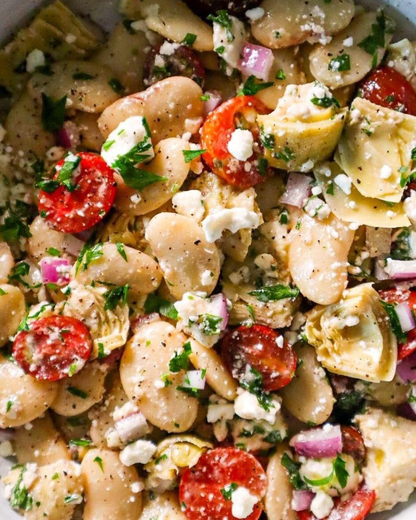 Mediterranean White Bean Salad with Feta & Herb Dressing: