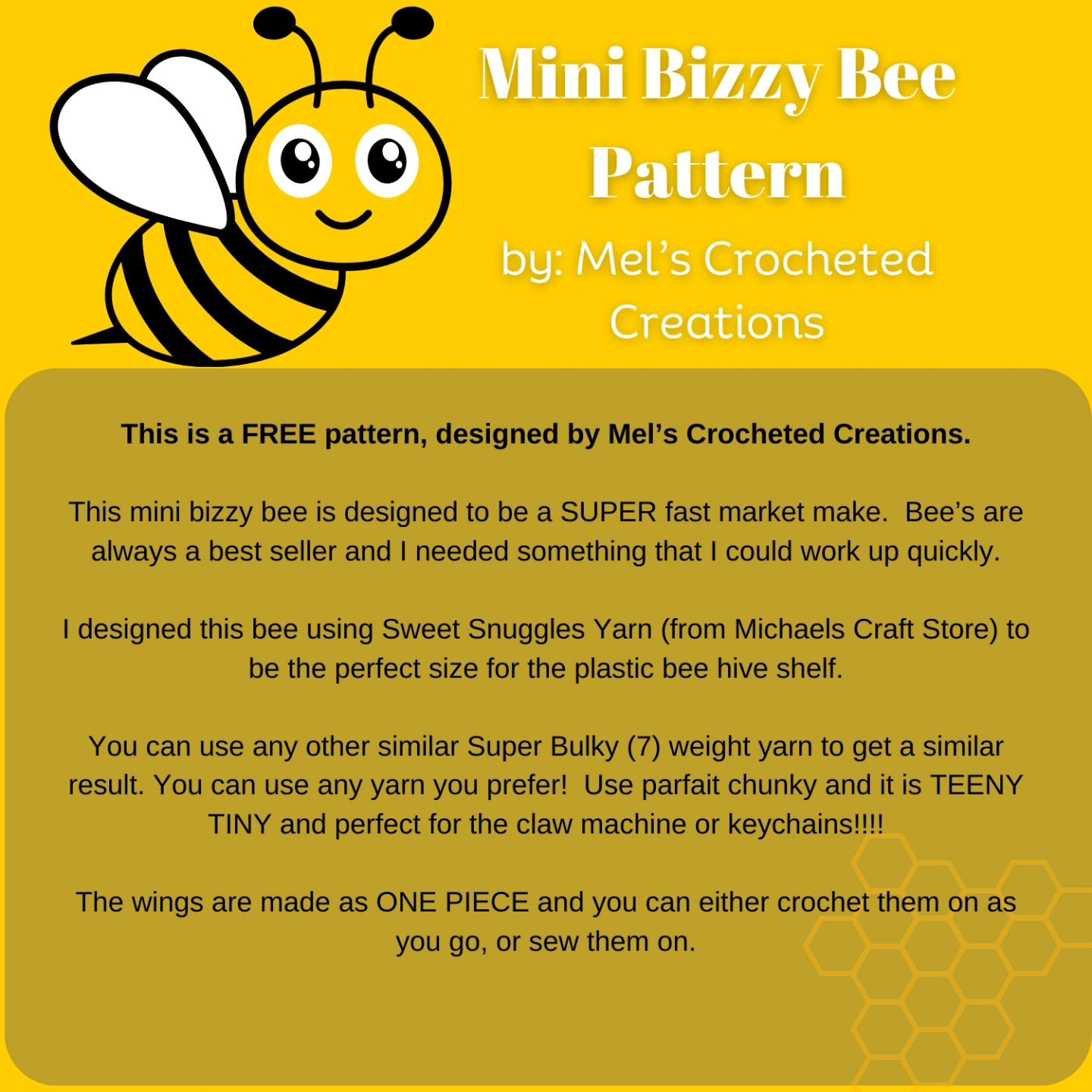 Mini Bizzy Bee - FREE PATTERN