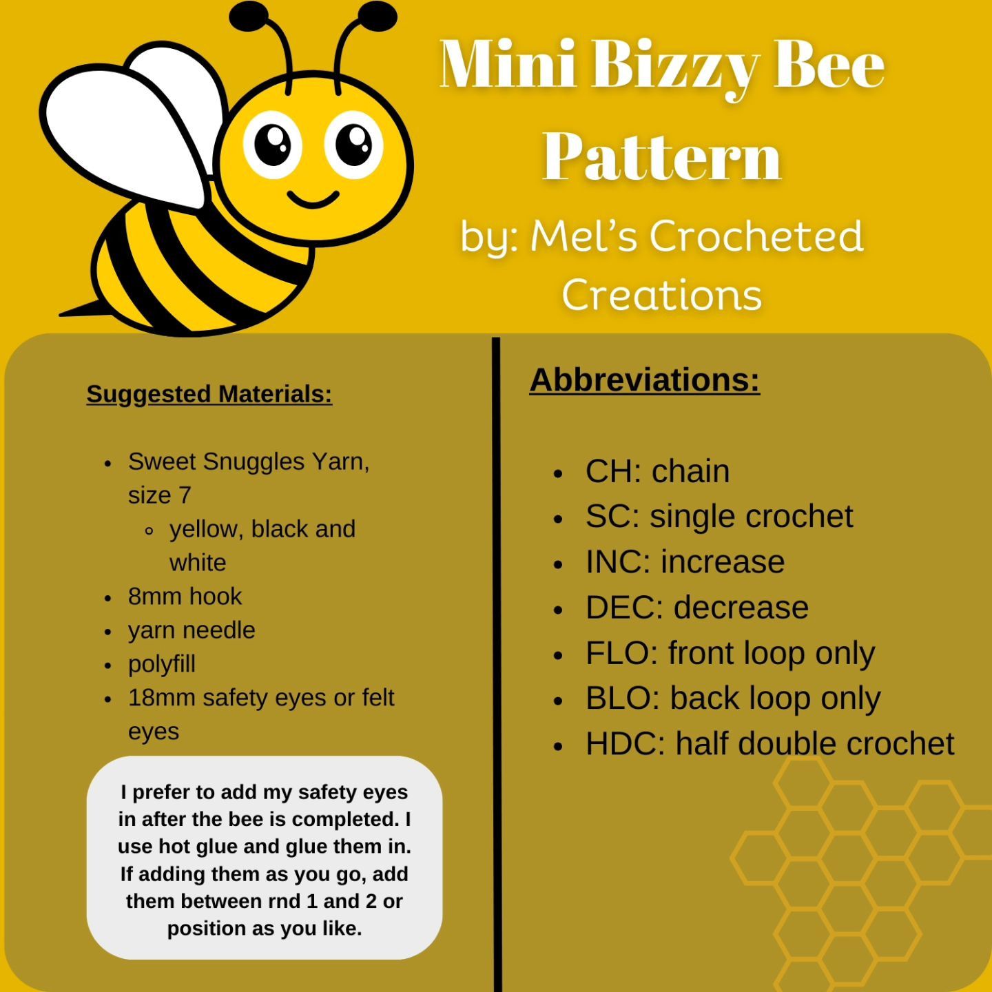 Mini Bizzy Bee - FREE PATTERN