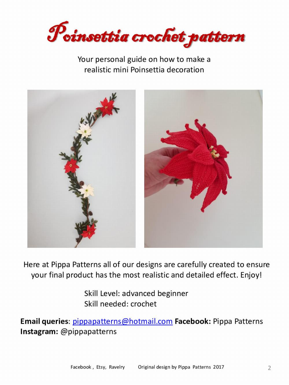 Mini Poinsettia and Holly Decoration Pattern